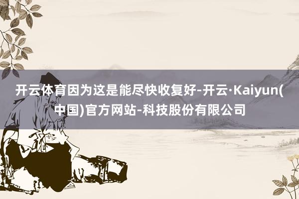 开云体育因为这是能尽快收复好-开云·Kaiyun(中国)官方网站-科技股份有限公司